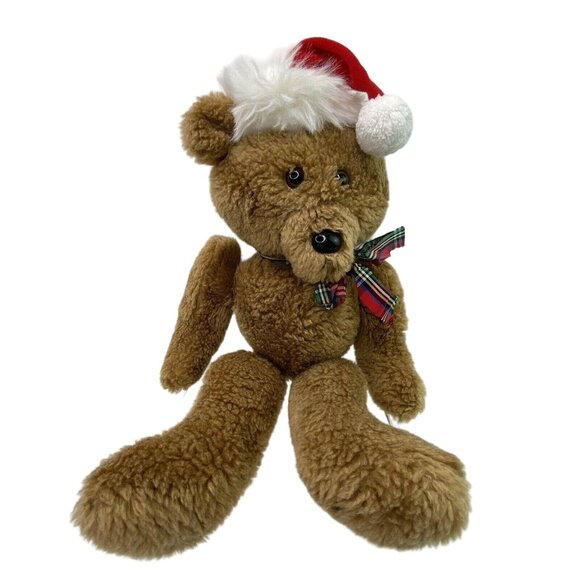 Vintage Hallmark 1984 Beau Bear Teddy Plush 14" Scruffy Christmas Santa Hat - Picture 2 of 8
